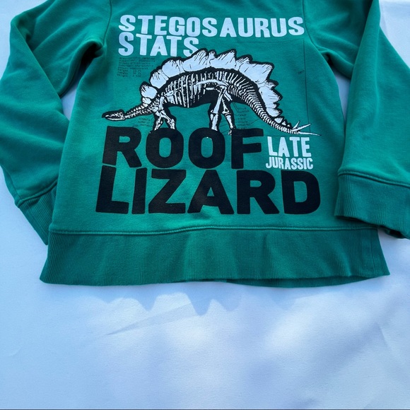 H & M Boys Size 6-8 Green Long Sleeve Dinosaur Graphic Sweater Dino Top - Picture 5 of 11